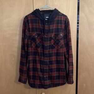 Vans hooded flannel shirt mens M